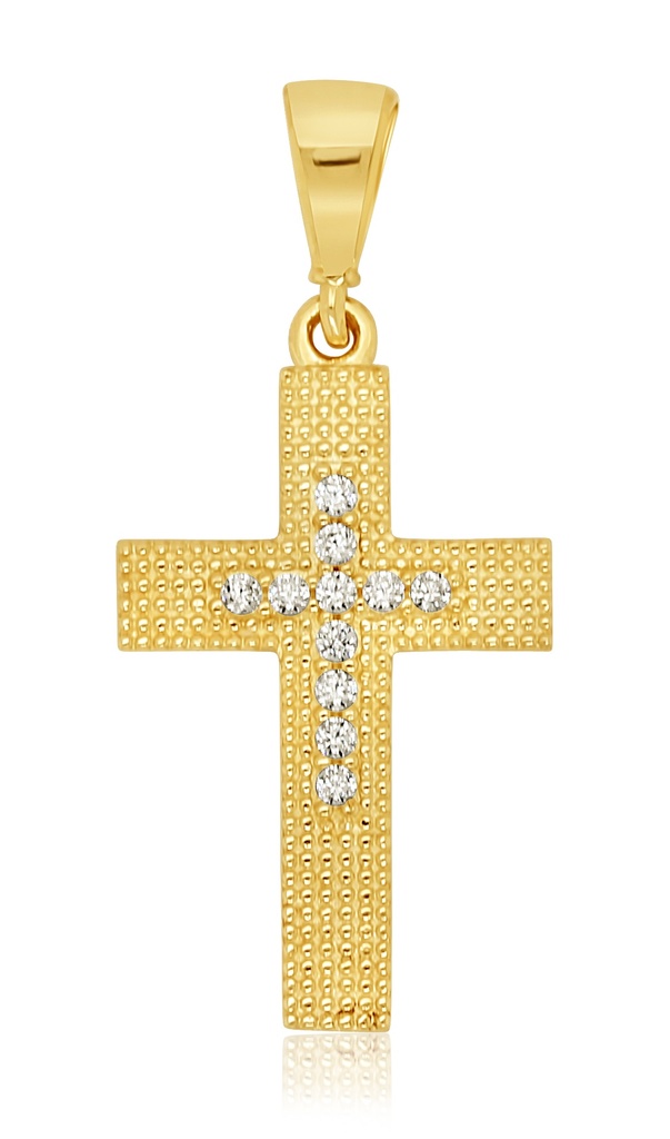 9Y TEXTURED CROSS WITH CZ INNER CROSS