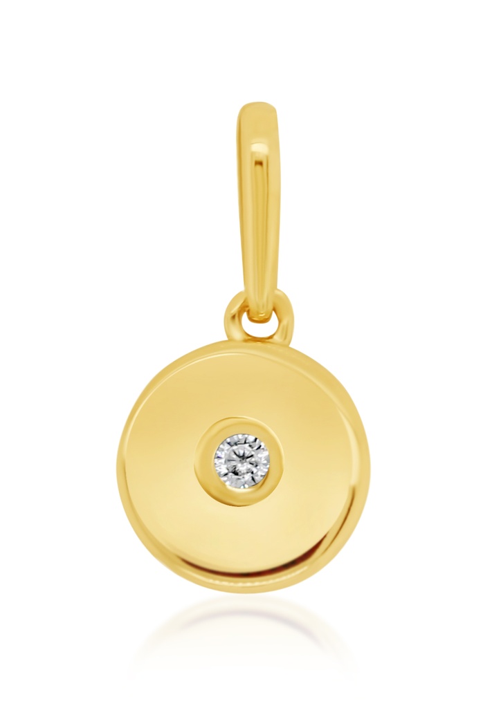 9Y MINI CIRCLE PENDANT WITH BEZEL CZ CENTRE