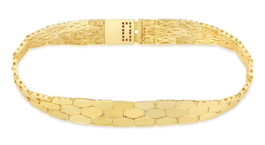 ### 9Y 8.3MM FLAT BAR LINK BRACELET - SNAKE SKIN 