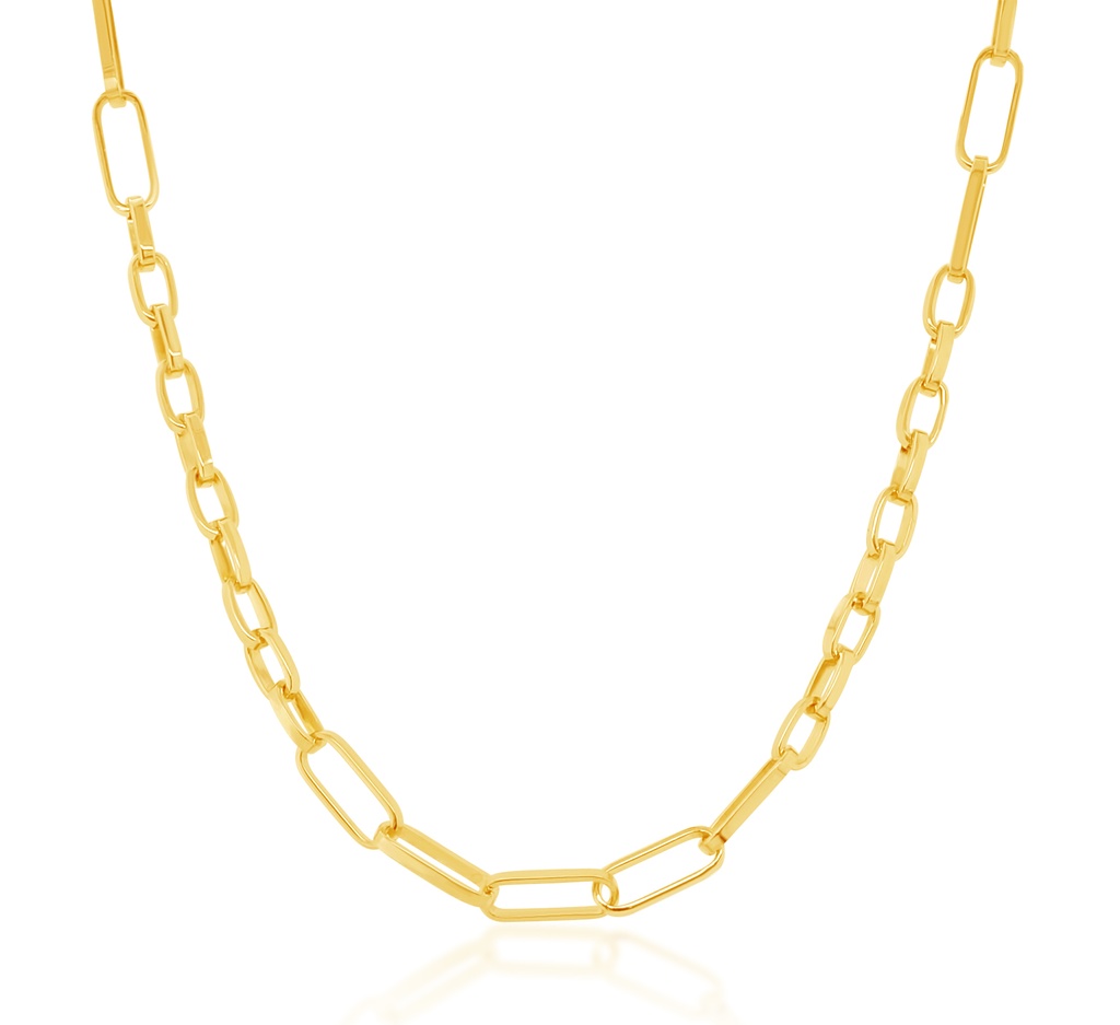 9CT SILVER FILLED PAPERCLIP SMALL 5+10 CHAIN