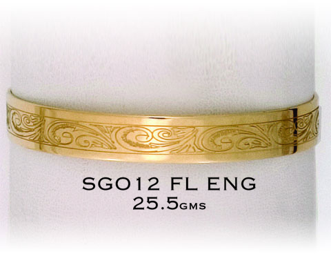 SOLID FLAT 12MM BANGLE ENGRAVED