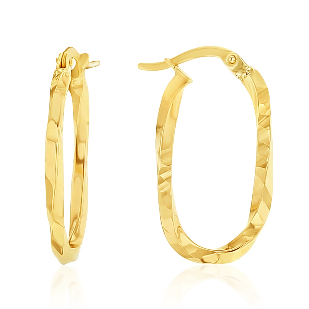 ## 9Y TEXTURED TWISTED OVAL HOOP