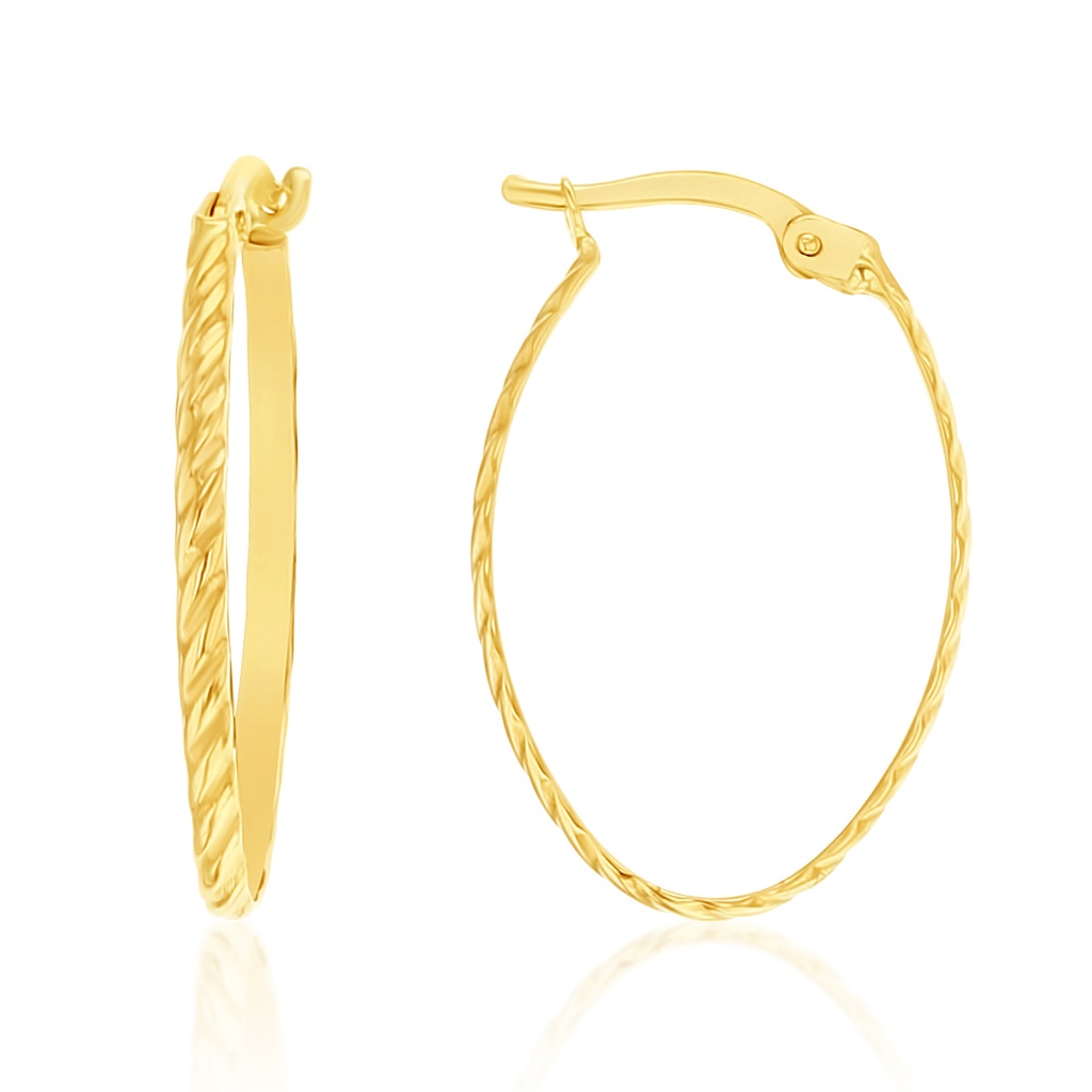 ## 9Y TWIST PATTERNED OVAL HOOP