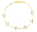 9Y ALTERNATING CHAIN WITH M.O.P. CLOVER BRACELET