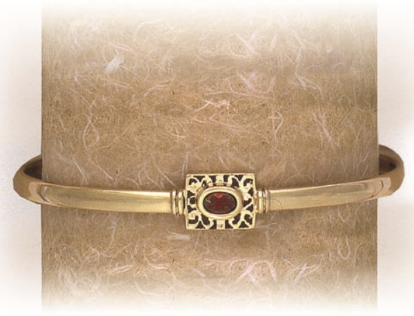 9CT SILVER FILLED BANGLE FILIGREE SQUARE STONE SET