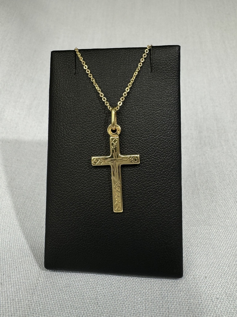 9Y DIAMOND CUT FLAT CROSS PENDANT - XX0012