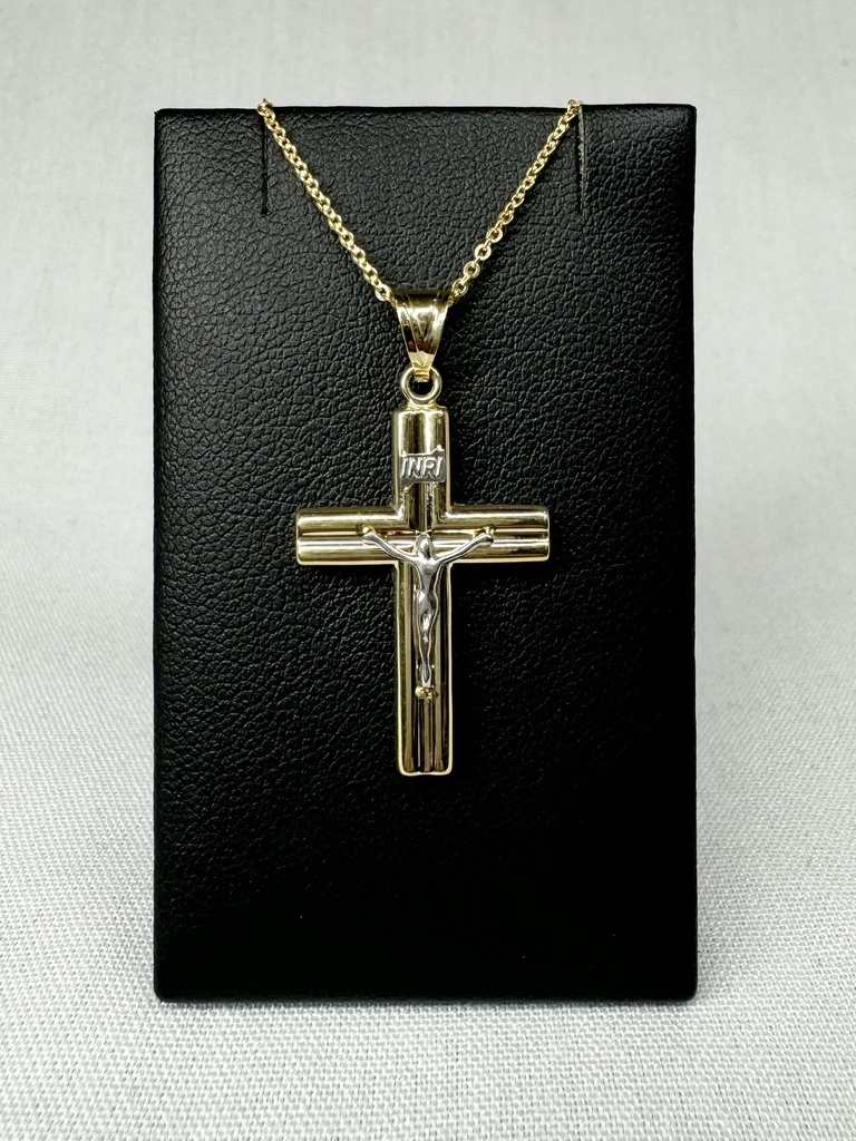 9YW CRUCIFIX ON RIDGED WIDE CROSS - XX0088