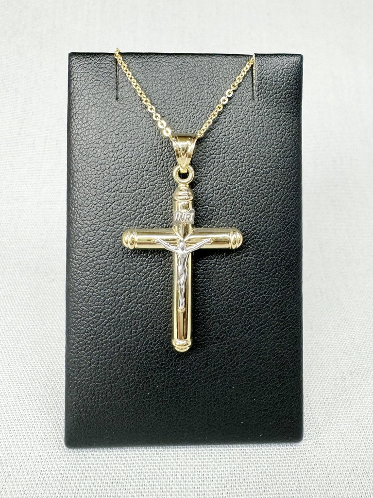 9YW CRUCIFIX ON PLAIN TUBE CROSS WITH RIDGED EDGES - XX0093