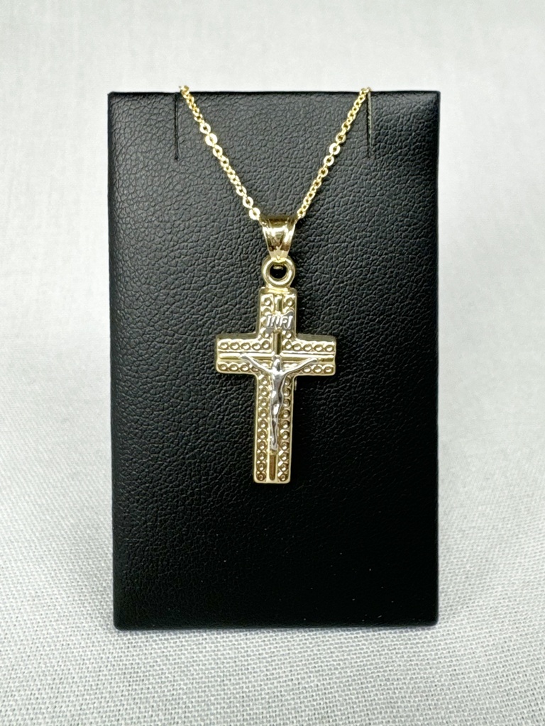 9YW CRUCIFIX ON PATTERNED EDGE FLAT CROSS - XX0096