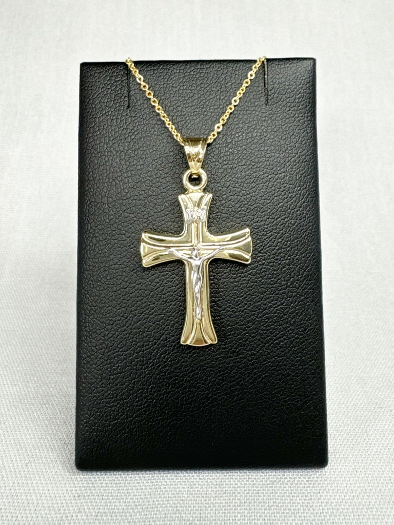 9YW CRUCIFIX ON CURVED RIDGED CROSS - XX0102