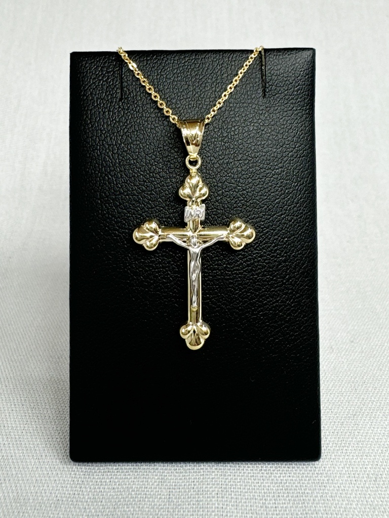 9YW CRUCIFIX ON BUBBLED EDGE CROSS - X0110