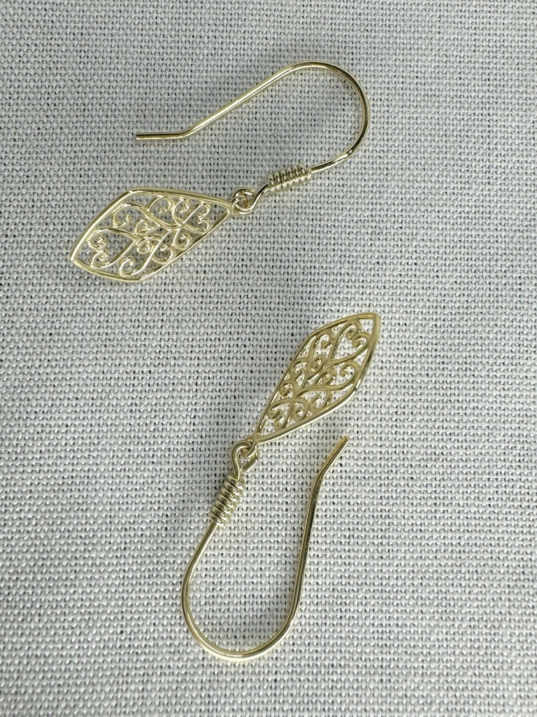 9Y DIAMOND SHAPE FILIGREE DROP EARRING - XX0134