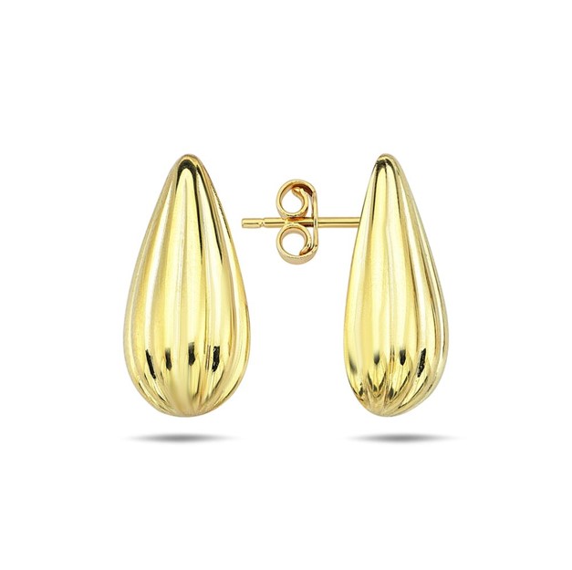 9Y RIDGED TEARDROP STUD