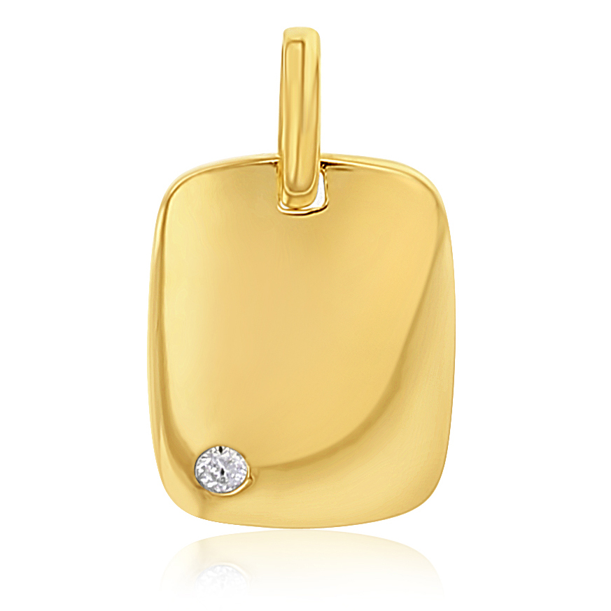 9Y POLISHED PLAIN RECTANGULAR PENDANT WITH CORNER CZ