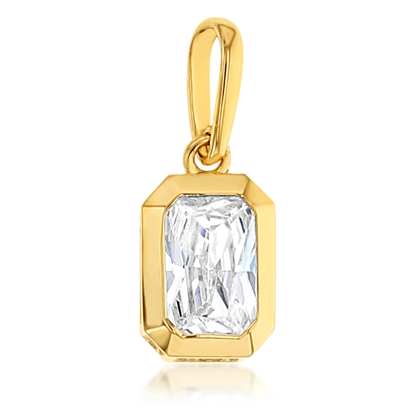 9Y BEZEL SET RADIANT CUT RECTANGULAR CZ PENDANT