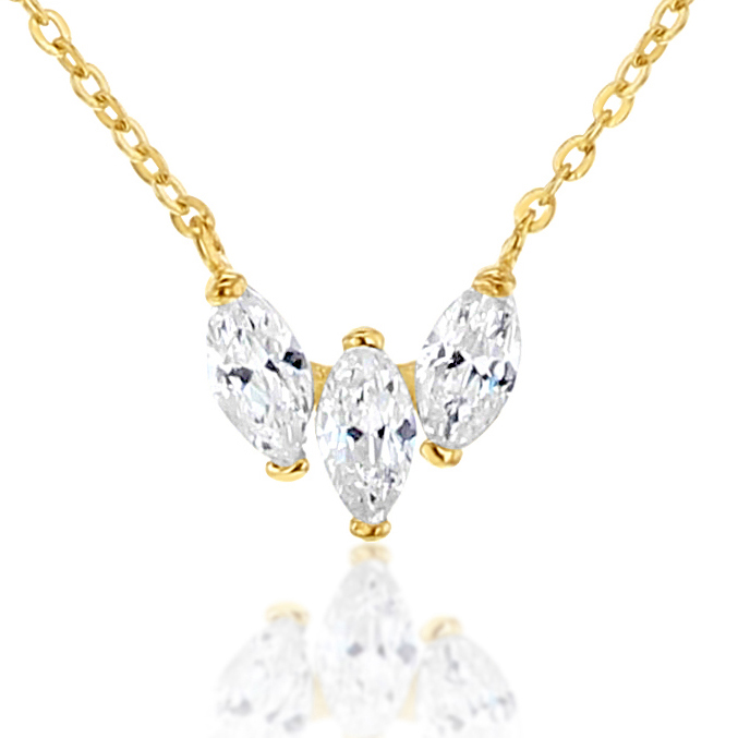 9Y TRIPLE MARQUISE CZ SET NECKLACE