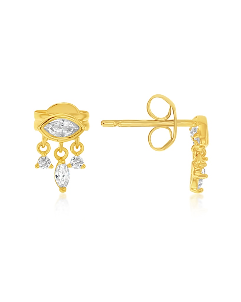 9Y MARQUISE EYE CZ DROPLET STUD EARRINGS