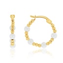 9Y GOLD BALL AND FRESHWATER PEARL 15MM HOOP