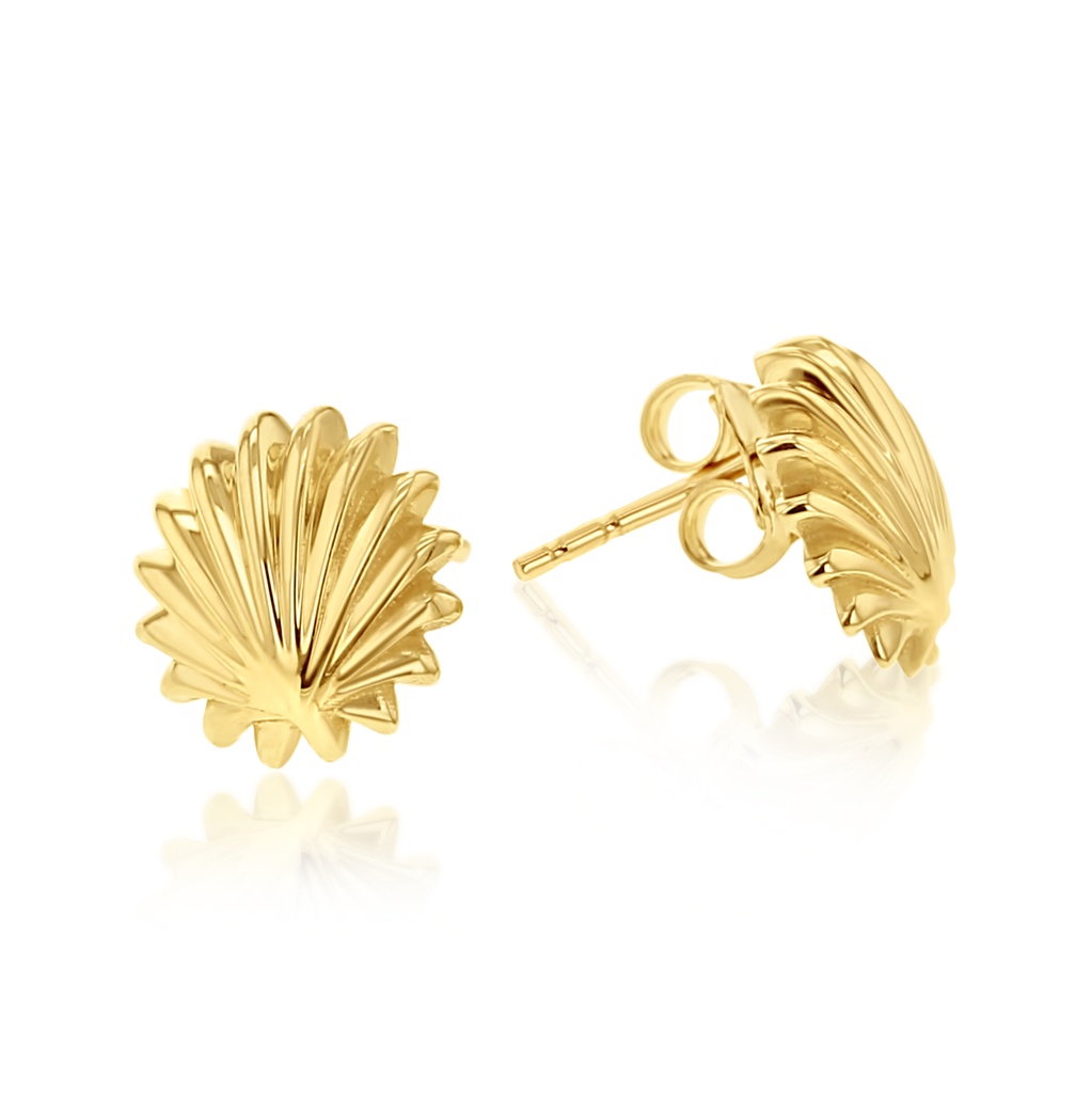 9Y SEASHELL / RIDGED CIRCULAR STUD EARRING