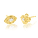 9Y RIPPLE RIDGED MARQUISE CZ STUD EARRING