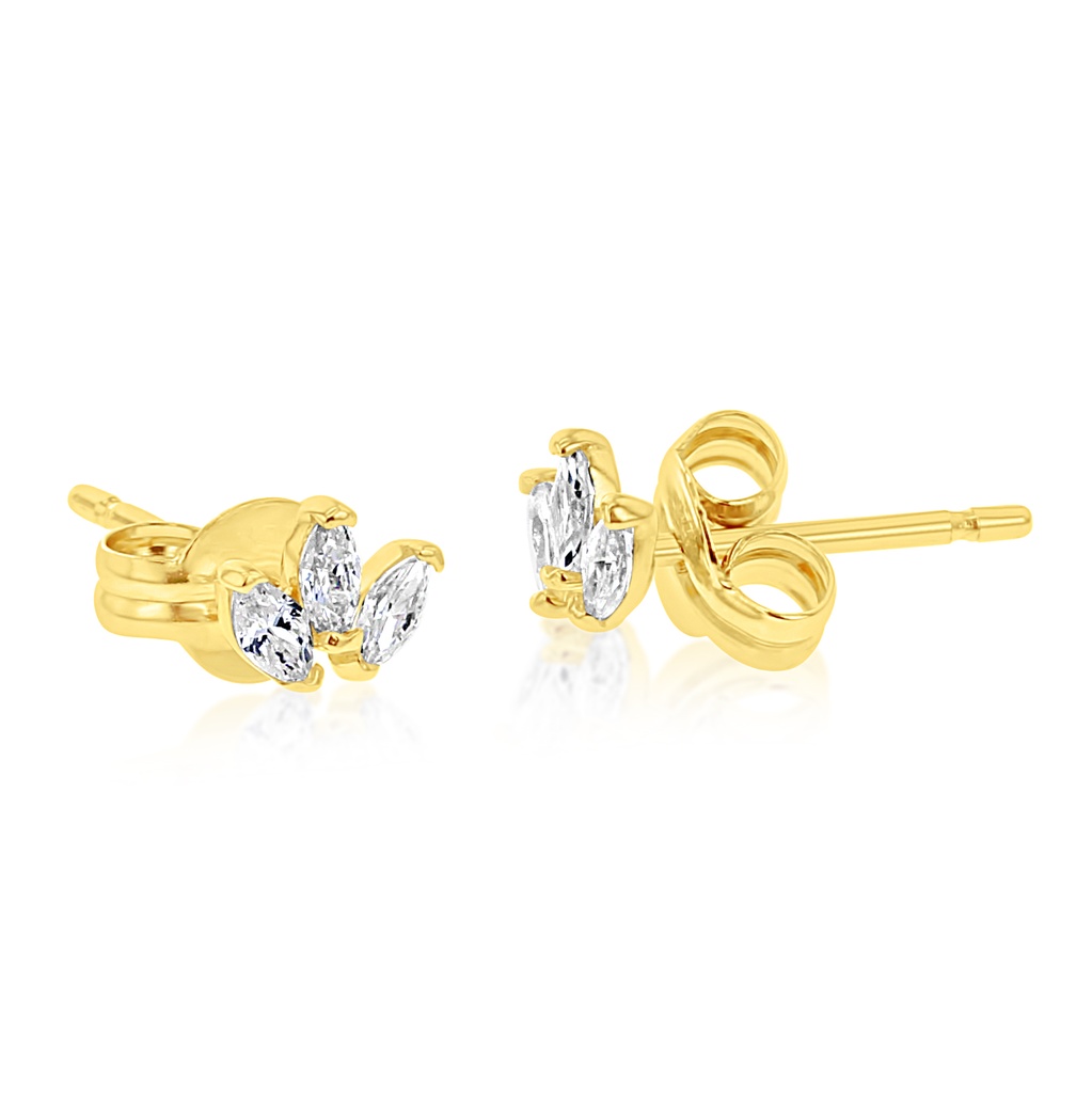 9Y CZ TRIPLE MARQUISE STUD EARRING