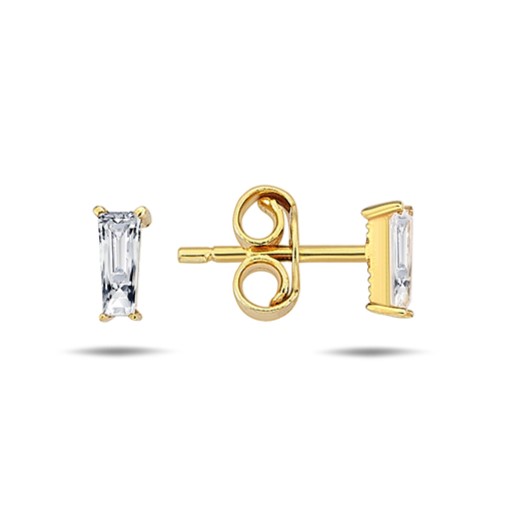 9Y CZ TAPERED BAGUETTE STUD EARRING
