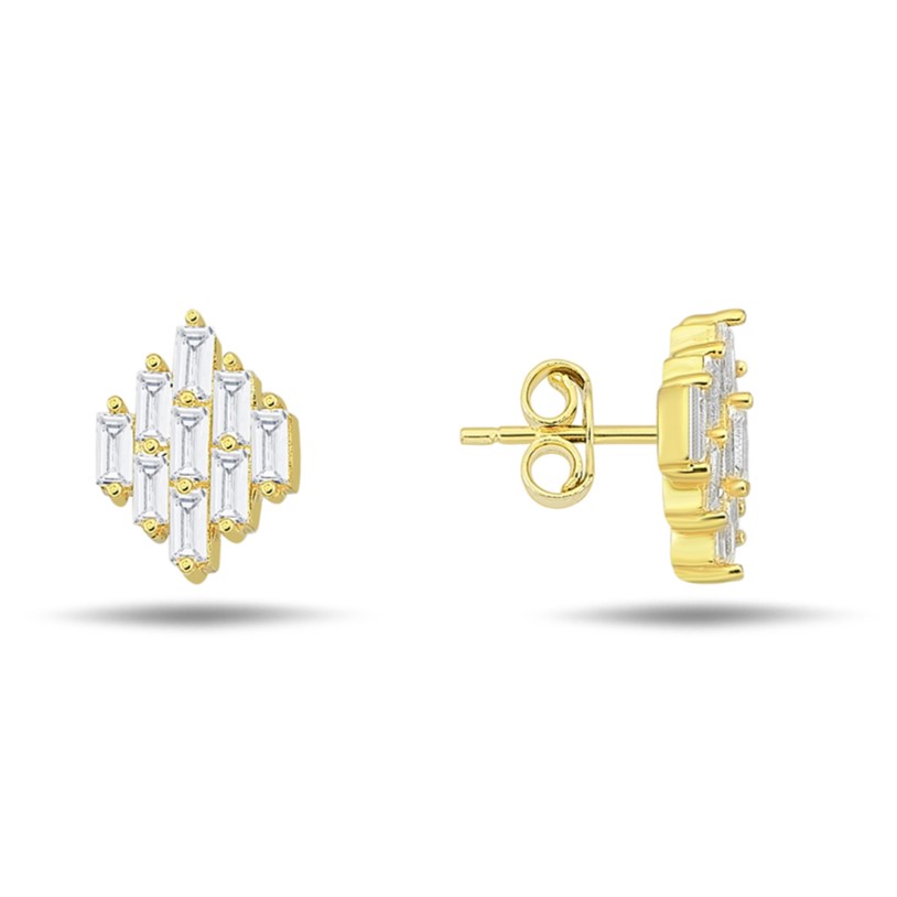 9Y MINI CZ BAGUETTE CLUSTER STUD EARRING