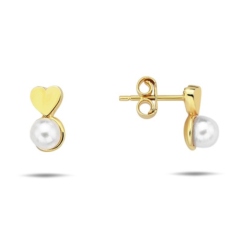 9Y MINI HEART PEARL STUD EARRING