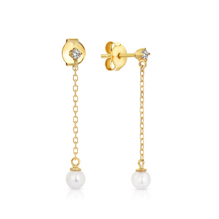 ## 9Y PEARL DROP CZ STUD EARRING