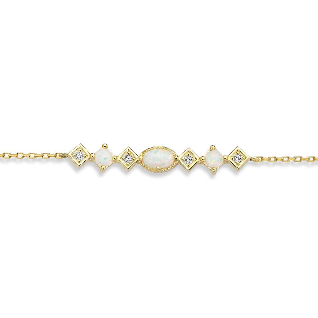 9Y OPAL AND CZ FANCY BAR BRACELET