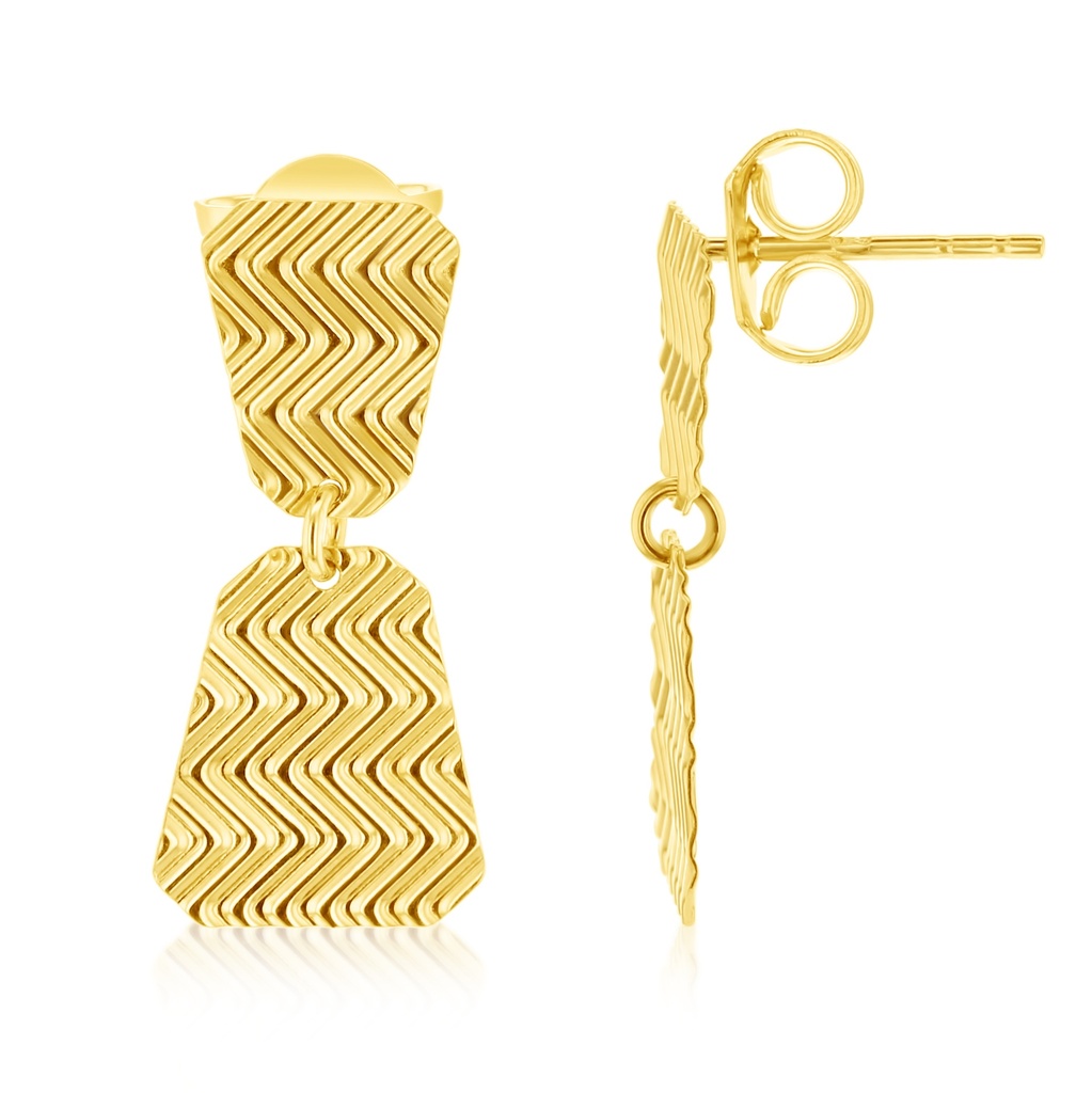 ### 9Y AZTEC STYLE ZIG ZAG DROP STUD EARRING