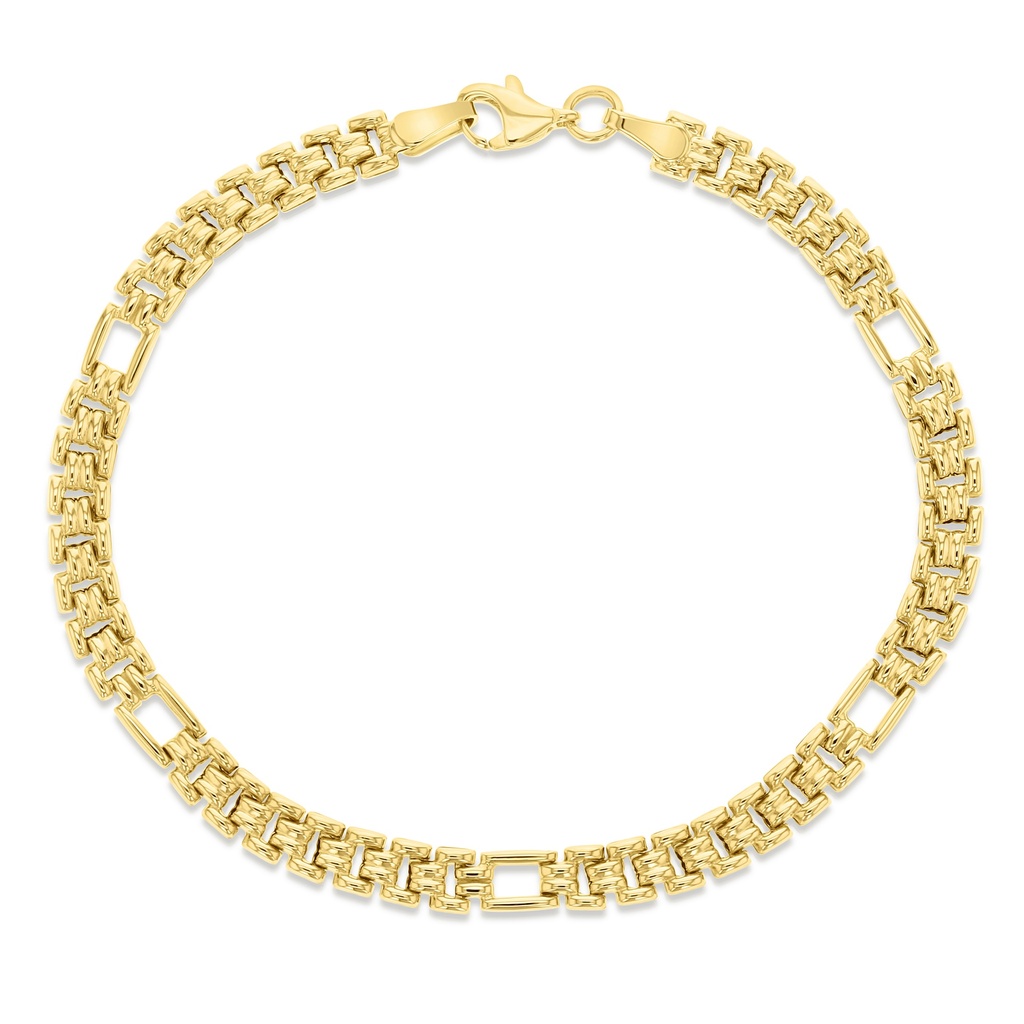 9Y HOLLOW STAMPED 8+1 GATE LINK BRACELET