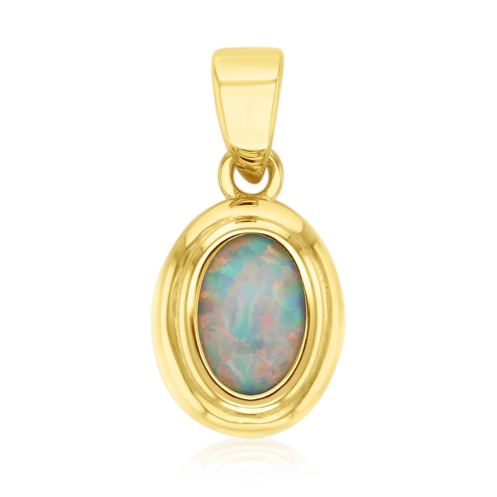 9Y OVAL BEZEL DOUBLE RIDGED OPAL PENDANT