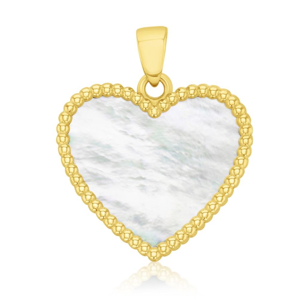 ## 9Y LARGE M.O.P. BEADED HEART PENDANT