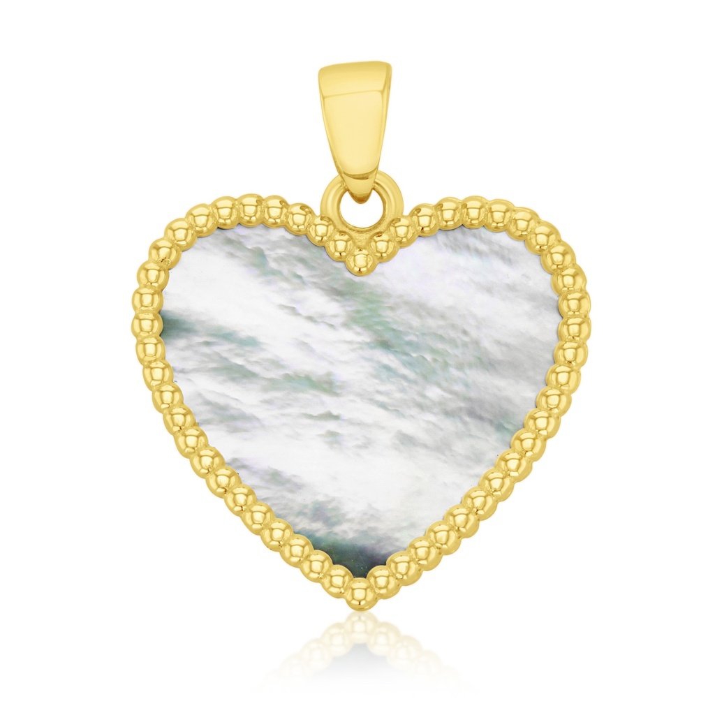 9Y LARGE M.O.P. BEADED HEART PENDANT