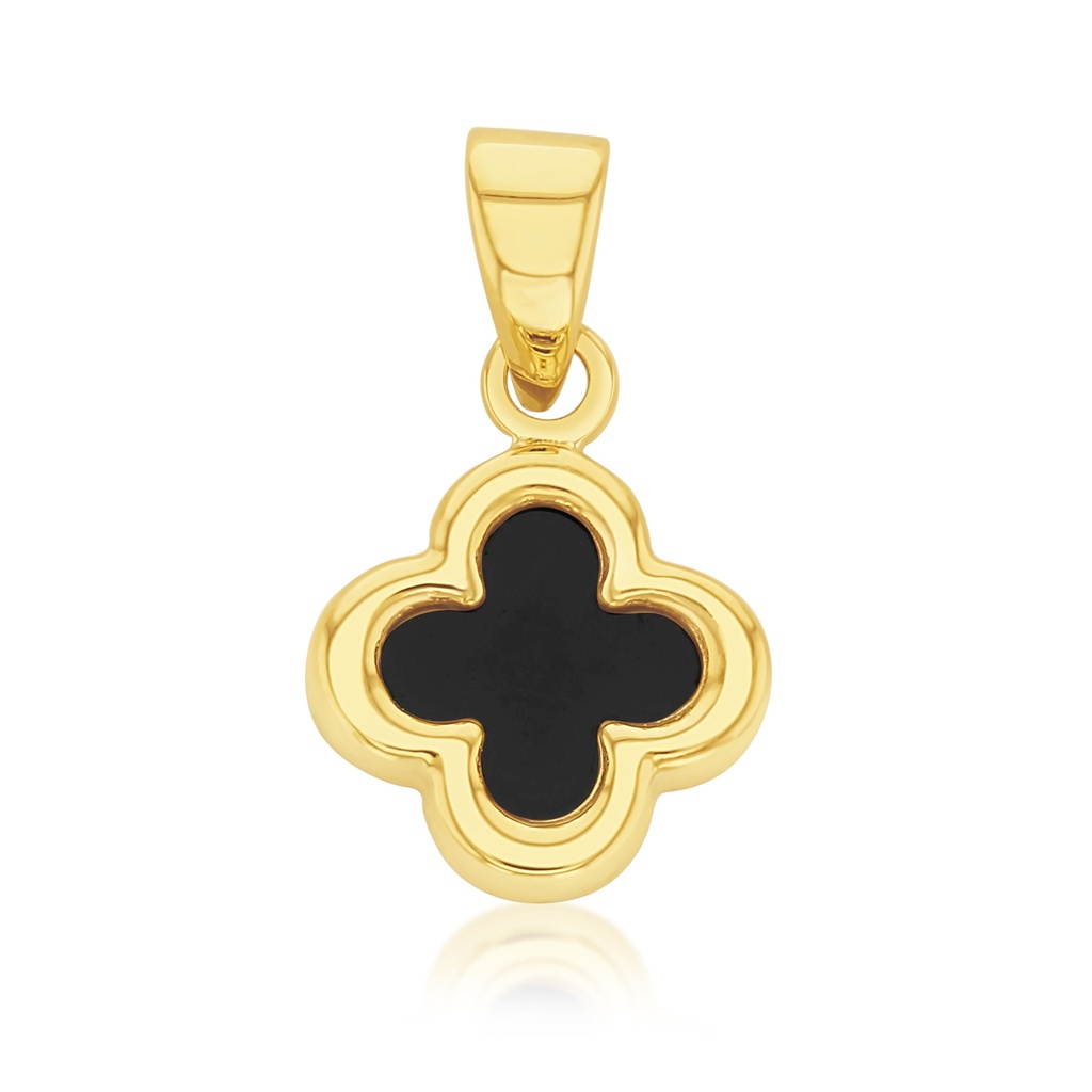 9Y SMALL PLAIN ONYX CLOVER PENDANT