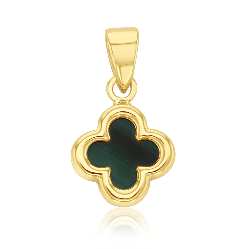 ## 9Y SMALL PLAIN MALACHITE CLOVER PENDANT