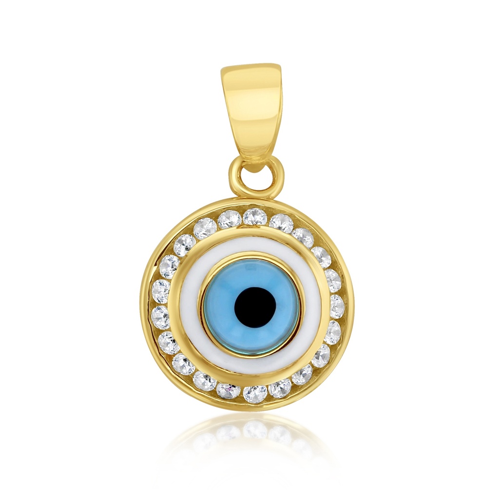 9Y CZ BLUE AND WHITE EVIL EYE PENDANT