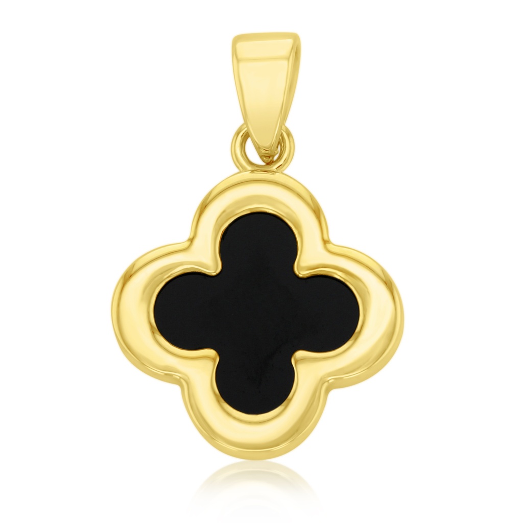 9Y LARGE BLACK ONYX CLOVER PENDANT