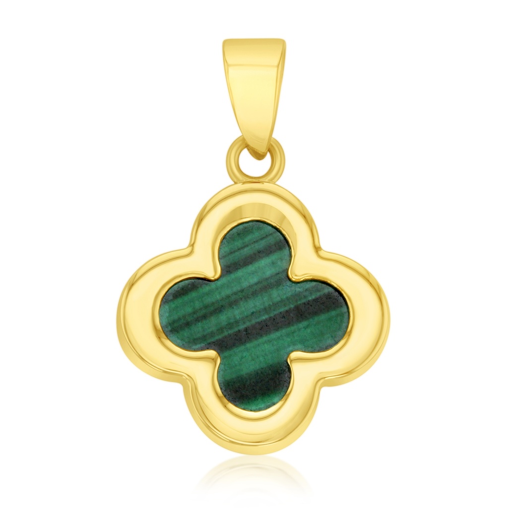 ### 9Y LARGE MALACHITE CLOVER PENDANT