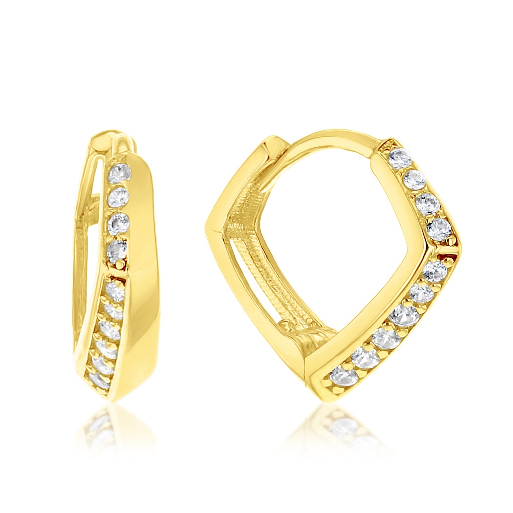 9Y POINTED CZ SET TWO SIDED HUGGIE
