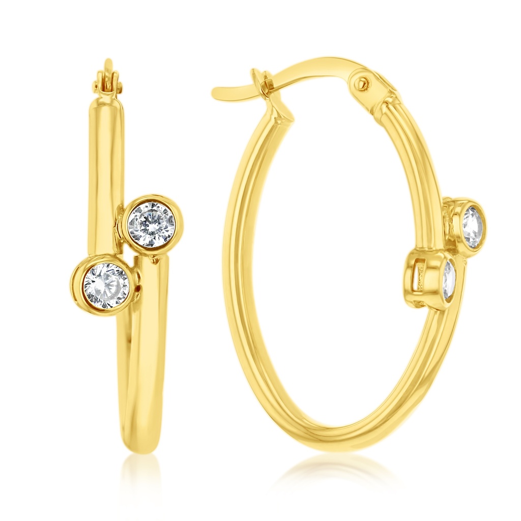 9Y DOUBLE ROUND CZ OVERLAP OVAL HOOP