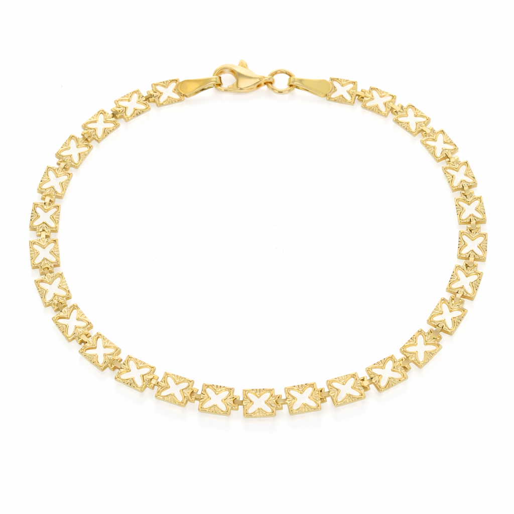 9Y FLAT OPEN CLOVER LINK BRACELET