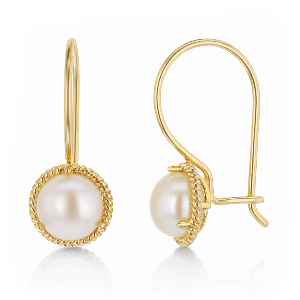9Y PEARL WITH TWIST BORDER HOOK EARRING