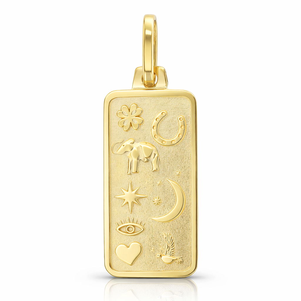 9Y GOOD LUCK RECTANGLE MEDALLION
