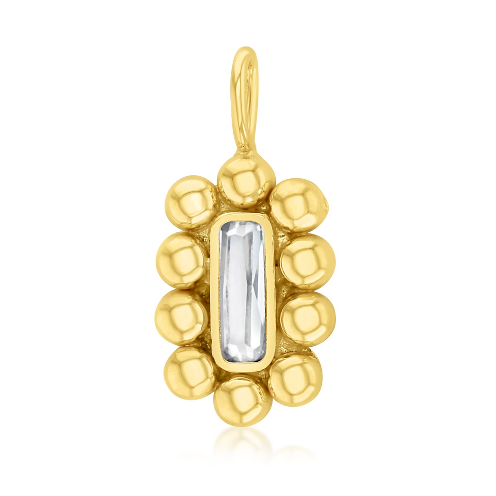9Y CLEAR STONE RECTANGLE PENDANT WITH BUBBLE BORDER