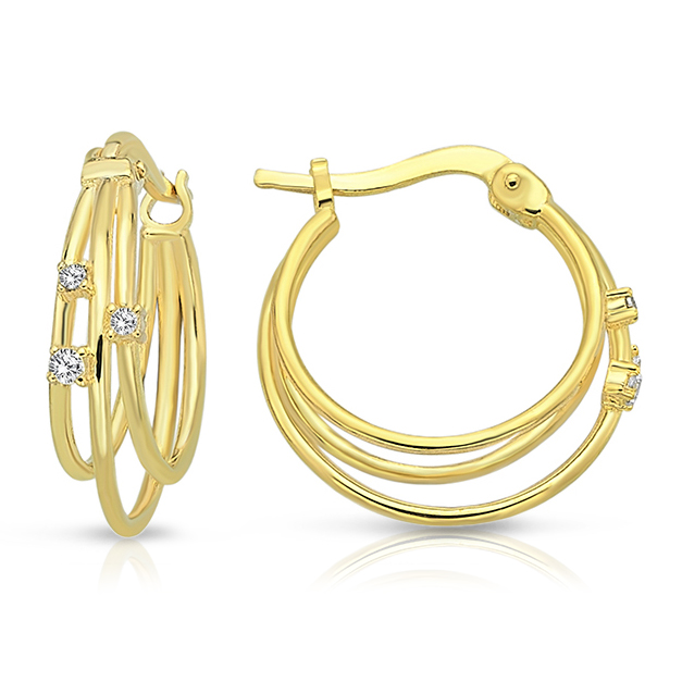 9Y TRIPLE HOOP WITH CZ'S 