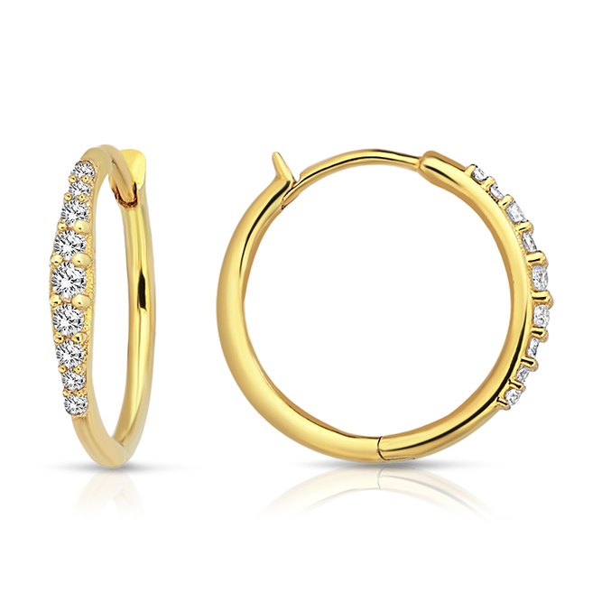 9Y FINE TAPERED CZ SET HUGGIE