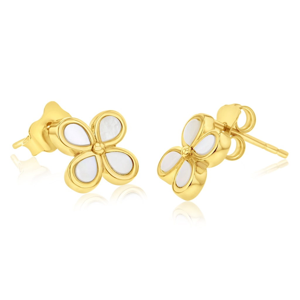 9Y M.O.P. 4 PETAL FLOWER TEARDROP STUD