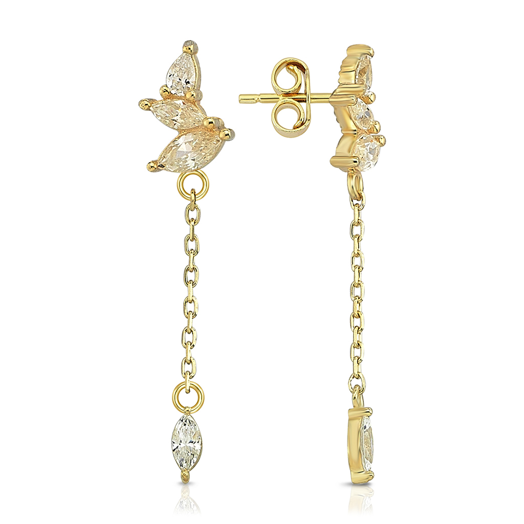 9Y CZ BUTTERFLY DROP EARRING